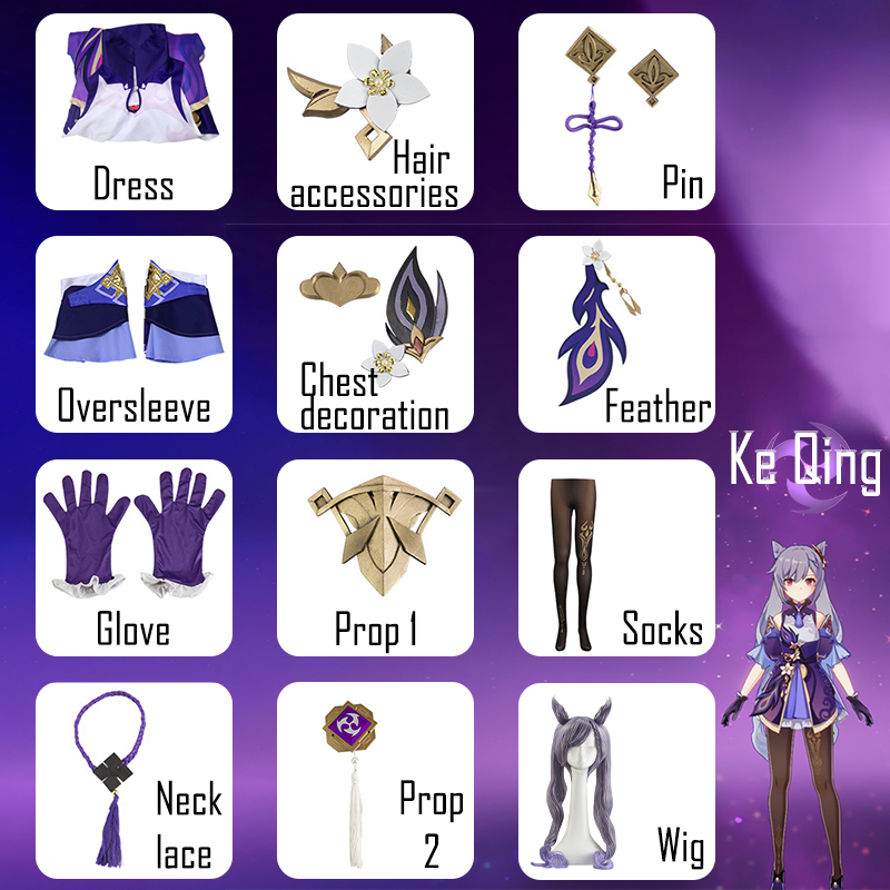 Genshin Impact Keqing Cosplay  - đánh giá và giá Anime Cosplay In Chinese